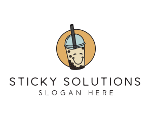 Happy Milk Bubble Tea  logo design