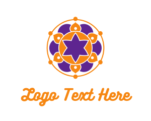 Orange And Purple - Floral Mandala Pattern logo design