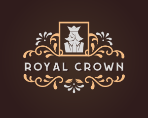 King Monarch Floral Ornament logo design