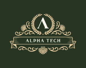 Alphabet - Lambda Symbol Floral Ornament logo design