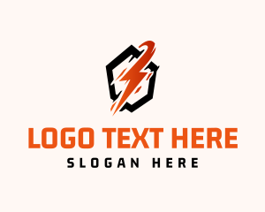 Weather - Lightning Bold Hexagon logo design