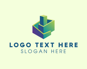 Geometric - 3D Construction Building logo design