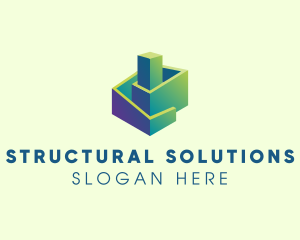 Structural - 3D Construction Building logo design