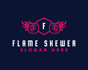 Flaming Tire Garage logo design