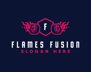 Flaming Tire Garage logo design