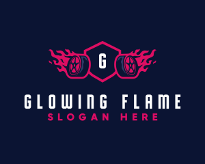 Flaming Tire Garage logo design