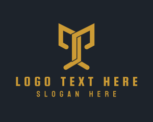 Gold Premium Letter T Logo