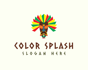 Colorful Tribal Mask  logo design