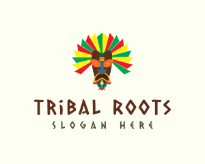 Colorful Tribal Mask  logo design