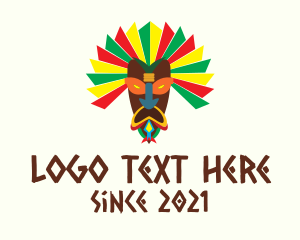 Zulu - Colorful Tribal Mask logo design