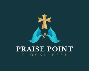 Praise - Cross Hand Dove logo design