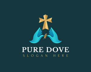 Cross Hand Dove logo design