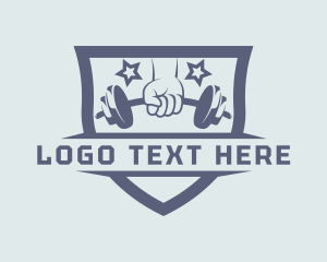 Badge - Strong Hand Dumbell Gym logo design