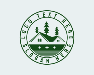 Pine Tree - Forest House Badge logo design