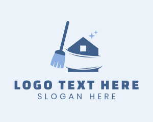 Blue - Broom Housekeeper Clean logo design