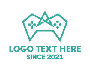 Gaming Community - Cyan Polygon Controller logo design