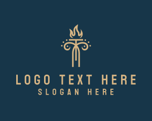 Column - Torch Column Structure logo design