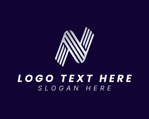 Iron - Professional Striped Metal Letter N logo design