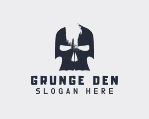 Grunge Punk Skull logo design