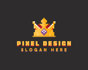 Pixelated Royal Crown logo design