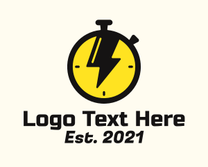 Lightning - Thunder Stopwatch Time logo design