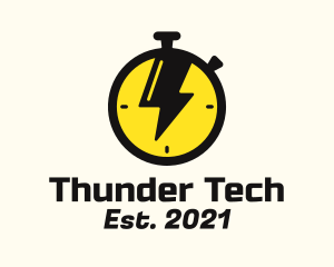 Thunder Stopwatch Time logo design