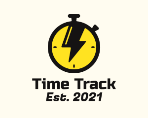 Thunder Stopwatch Time logo design