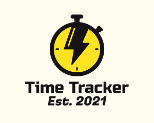 Thunder Stopwatch Time logo design