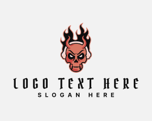 Punk Rocker - Flame Demon Skull logo design