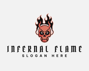 Flame Demon Skull logo design