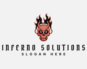 Demon - Flame Demon Skull logo design