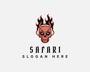 Headphones - Flame Demon Skull logo design