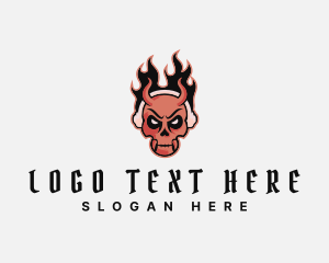 Disc Jockey - Flame Demon Skull logo design