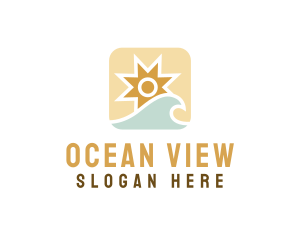 Tropical Ocean Sun Wave logo design