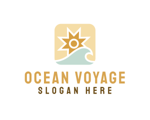 Tropical Ocean Sun Wave logo design