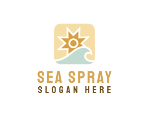 Tropical Ocean Sun Wave logo design