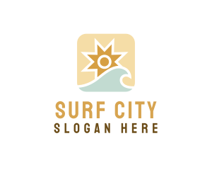 Tropical Ocean Sun Wave logo design