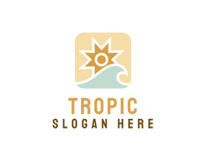 Tropical Ocean Sun Wave logo design