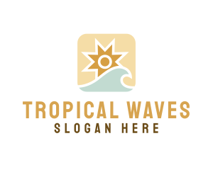 Tropical Ocean Sun Wave logo design