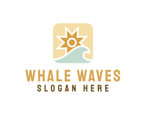 Tropical Ocean Sun Wave logo design