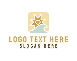 Island - Tropical Ocean Sun Wave logo design