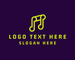 Music Streaming - Neon Musical Note logo design