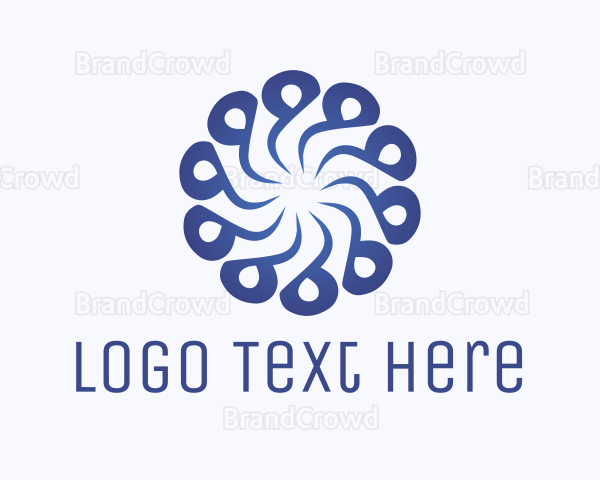 Abstract Blue Flower Swirl Logo