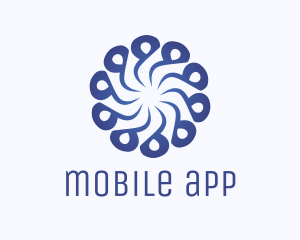 Abstract Blue Flower Swirl Logo