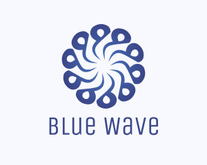 Abstract Blue Flower Swirl logo design