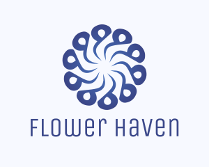 Abstract Blue Flower Swirl logo design