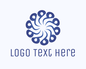 Abstract Blue Flower Swirl logo design