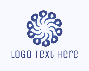 Abstract Blue Flower Swirl Logo