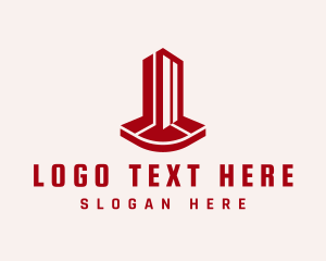 Office Space - Red Building Property logo design