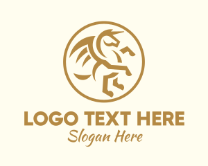 Horse - Medieval Pegasus Badge logo design